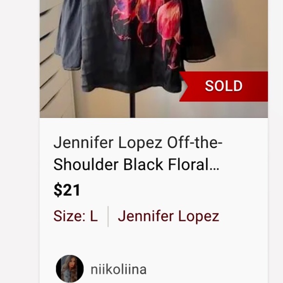 Jennifer Lopez Sexy Off-the-Shoulder Black Floral Satin Top NWOT - Picture 10 of 10